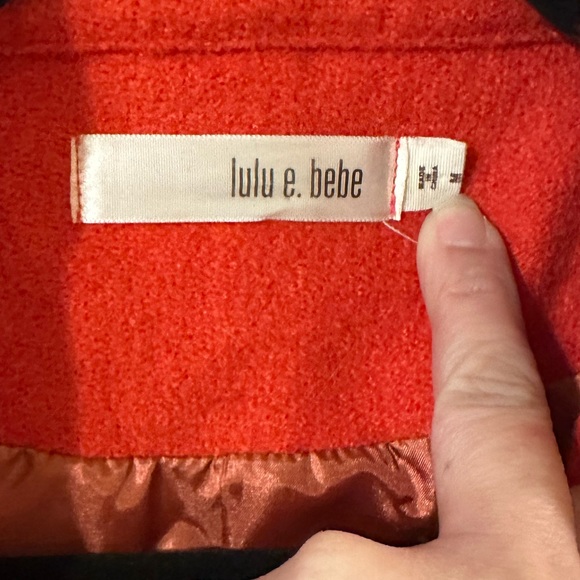 Wool blend red orange Peacoat size M - Picture 6 of 8